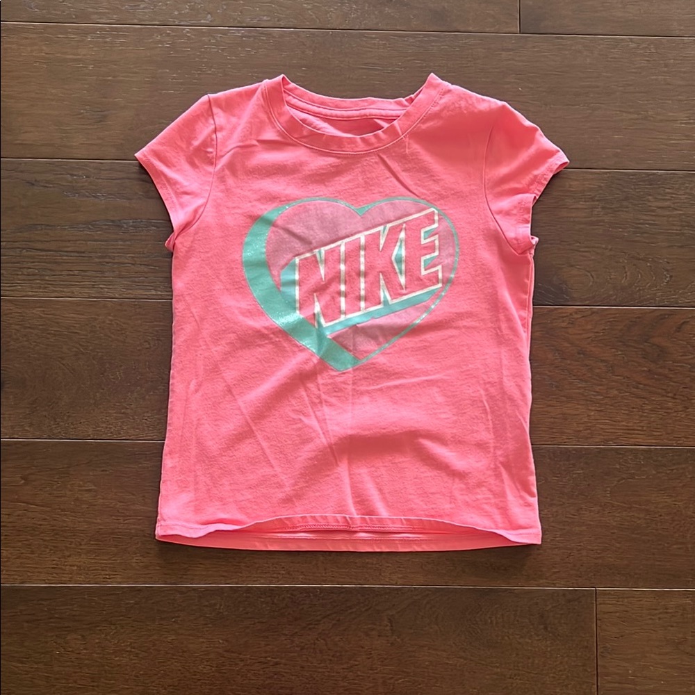 Nike Pink and Green Short Sleeve Tee